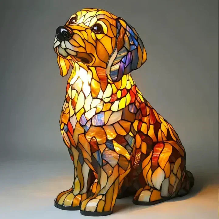 Stained Glass Lamp - Dog Design - Table Lamps - Luvonic