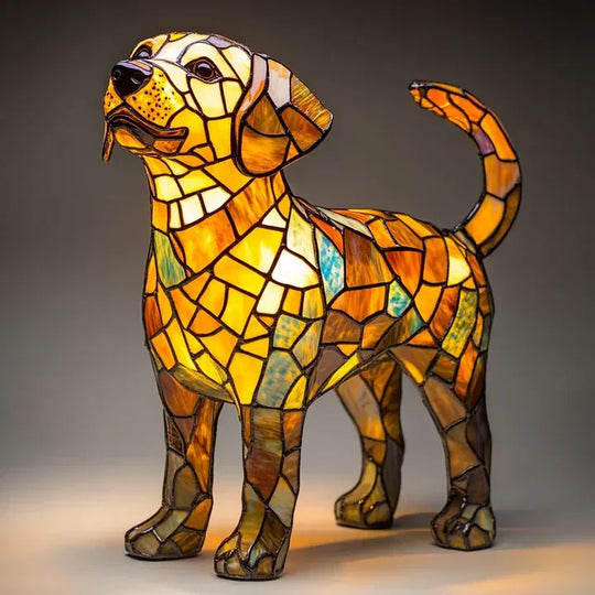 Stained Glass Lamp - Dog Design - Table Lamps - Luvonic