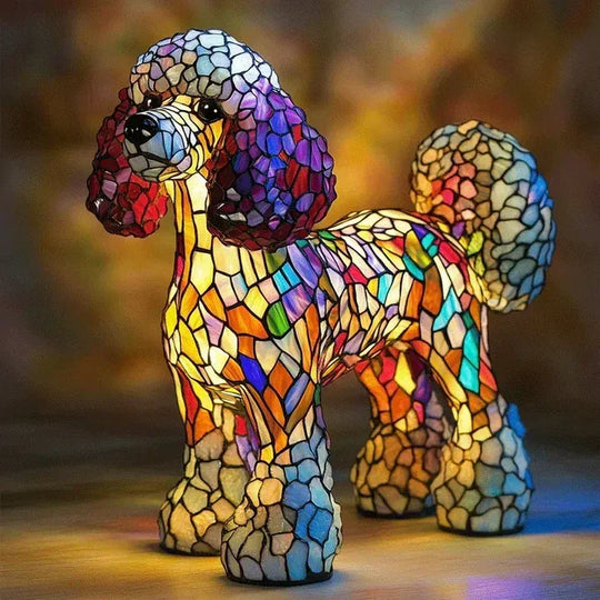 Stained Glass Lamp - Dog Design - Table Lamps - Luvonic