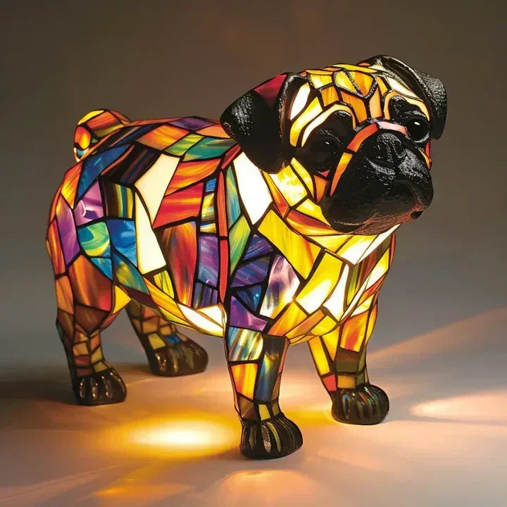 Stained Glass Lamp - Dog Design - Table Lamps - Luvonic