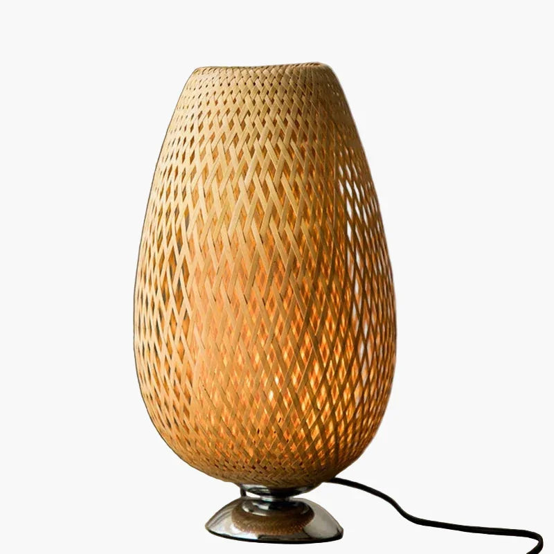 Table Lamp - Bamboo Shade - Wooden Base