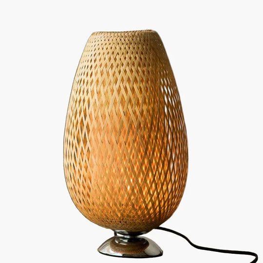 Table Lamp - Bamboo Shade - Wooden Base