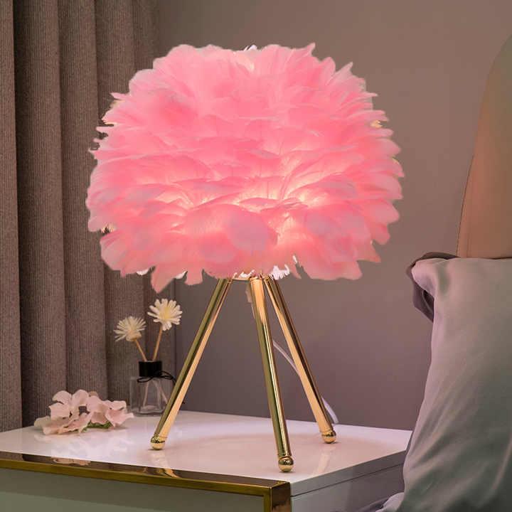 Table Lamp - Feather Shade - Tripod Base