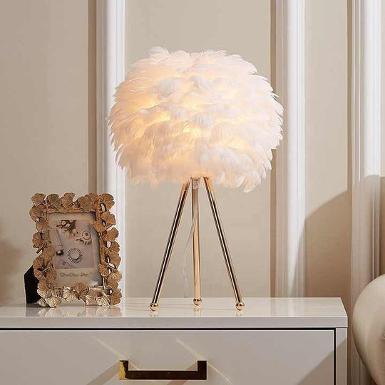 Table Lamp - Feather Shade - Tripod Base