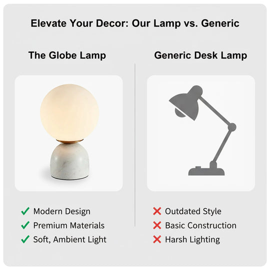 Table Lamp - Globe Design - Stone Base