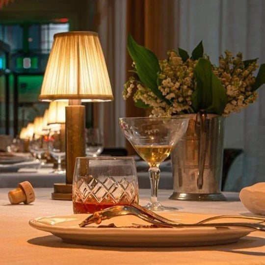 Table Lamp - Gold Base - Fabric Shade