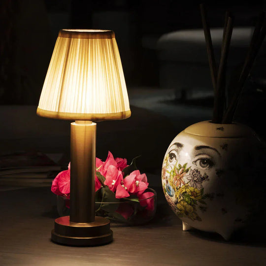 Table Lamp - Gold Base - Fabric Shade