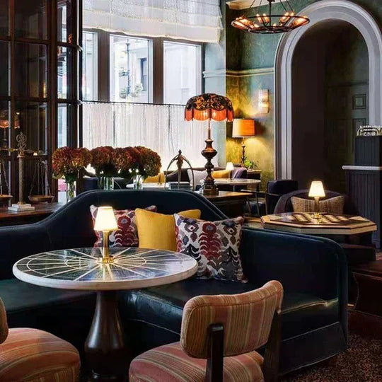 Table Lamp - Gold Base - Fabric Shade