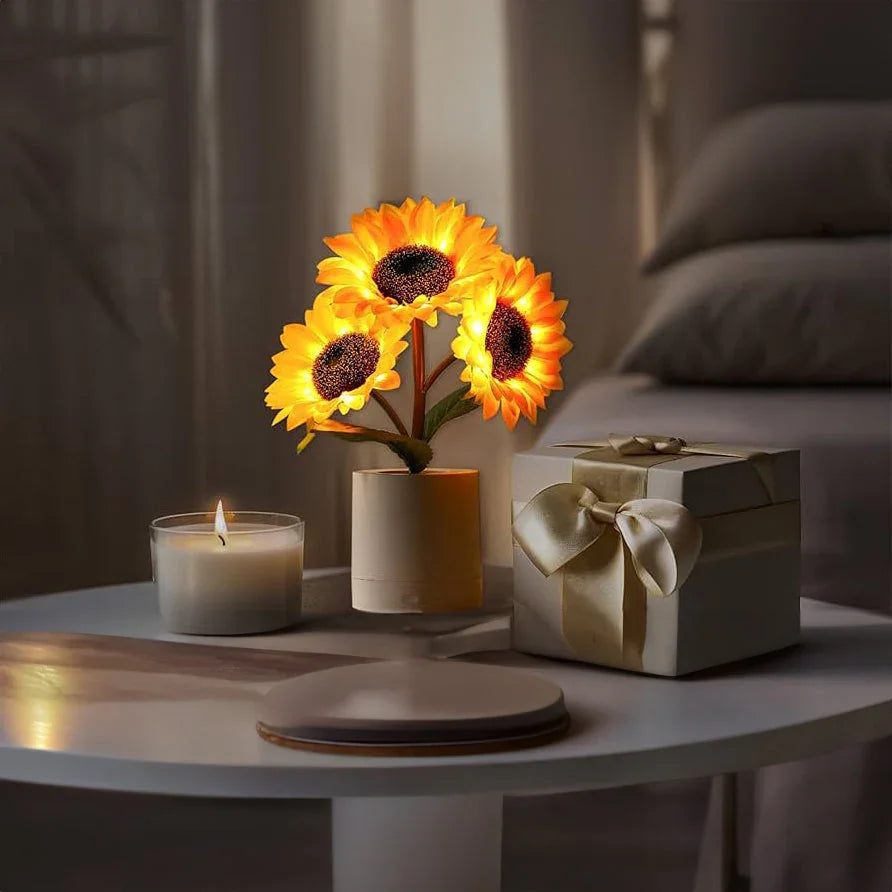 Table Lamp - Sunflower Design - LED Rechargeable