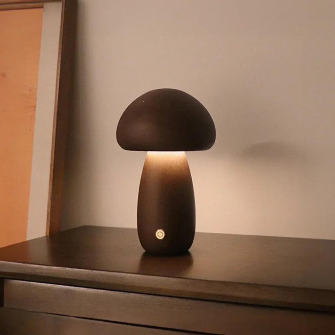 Table Lamp - Wooden Design - Mushroom Shape