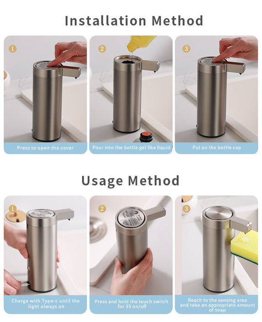 Touchless Soap Dispenser - Stainless Steel - Motion Sensor