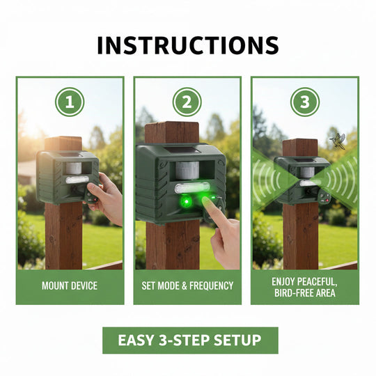 Bird Repeller with Ultrasonic Sound and Motion Sensor