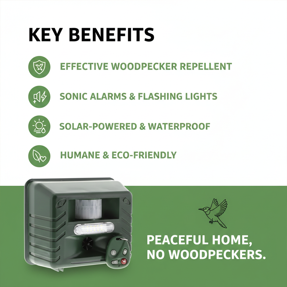 Bird Repeller with Ultrasonic Sound and Motion Sensor