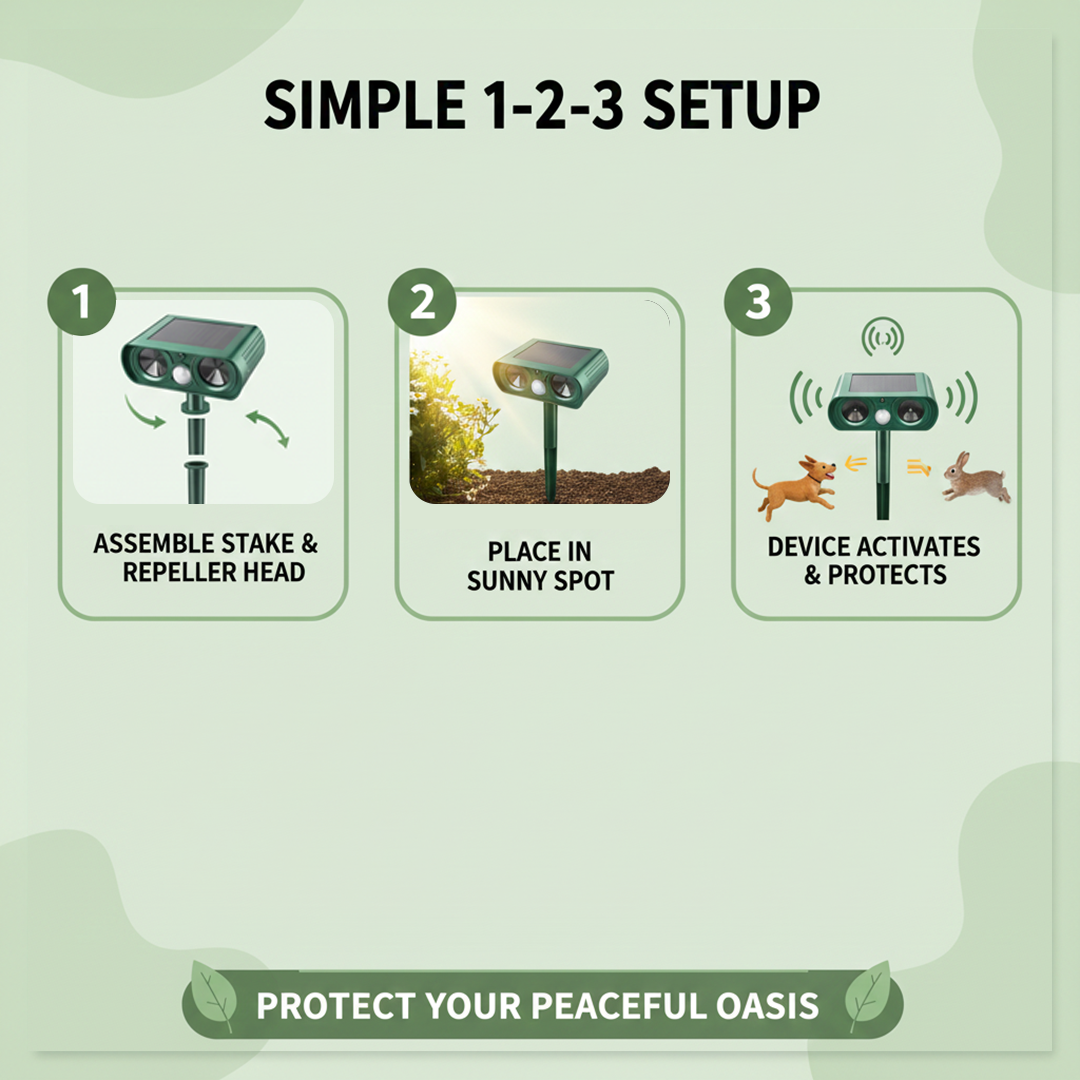 Animal Repeller with Solar Power and Motion Detection