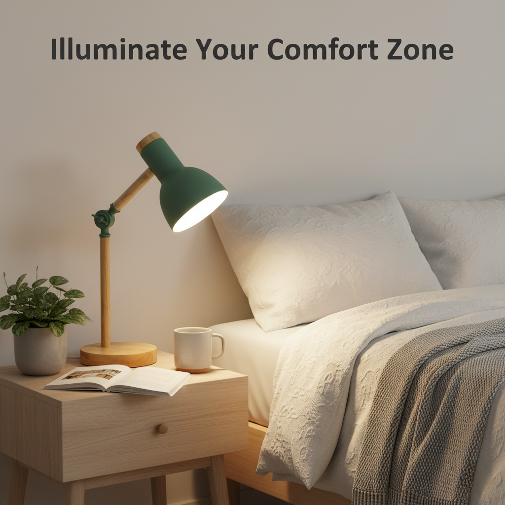 Wooden Table Lamp - Adjustable Design - Bedside Lighting