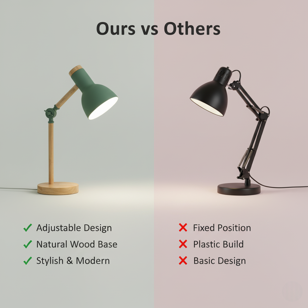 Wooden Table Lamp - Adjustable Design - Bedside Lighting