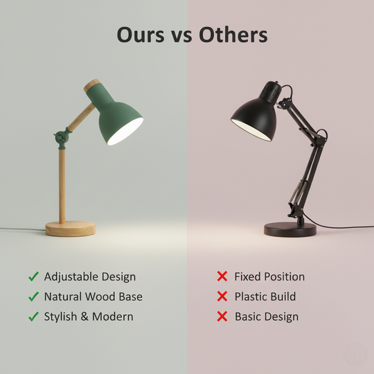 Wooden Table Lamp - Adjustable Design - Bedside Lighting
