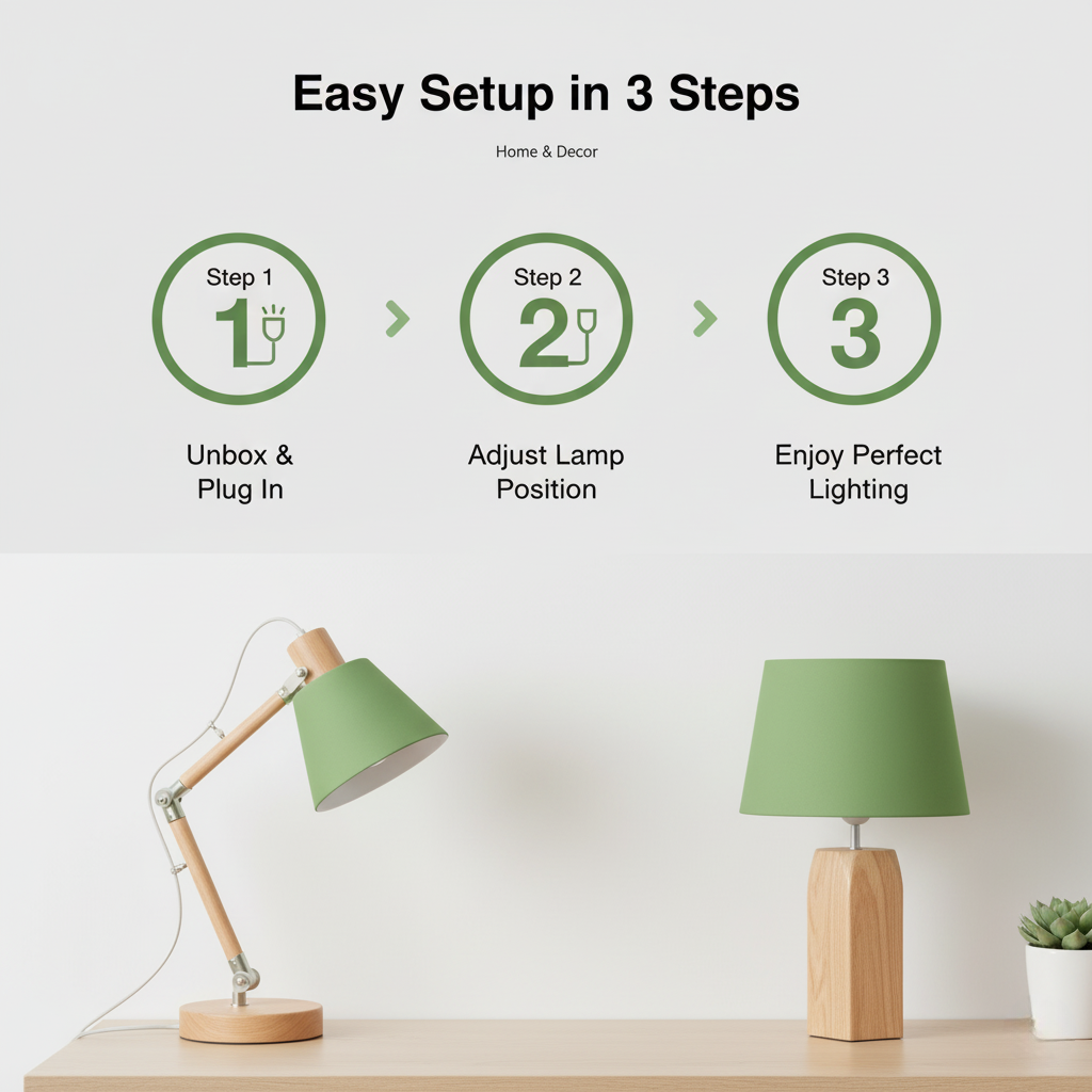 Wooden Table Lamp - Adjustable Design - Bedside Lighting