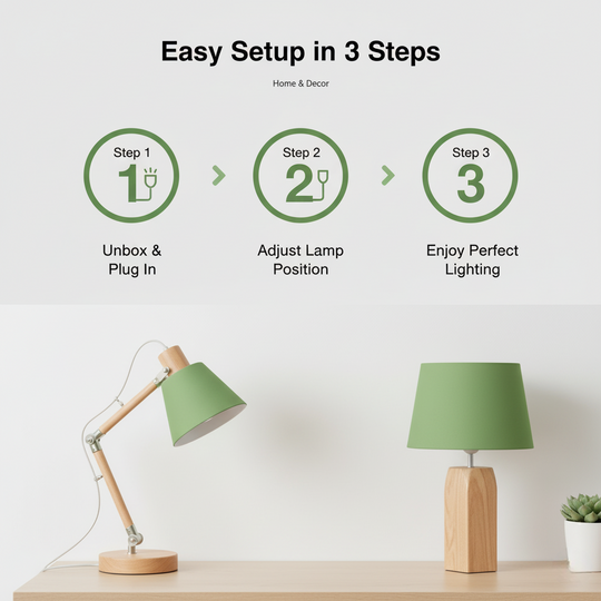 Wooden Table Lamp - Adjustable Design - Bedside Lighting