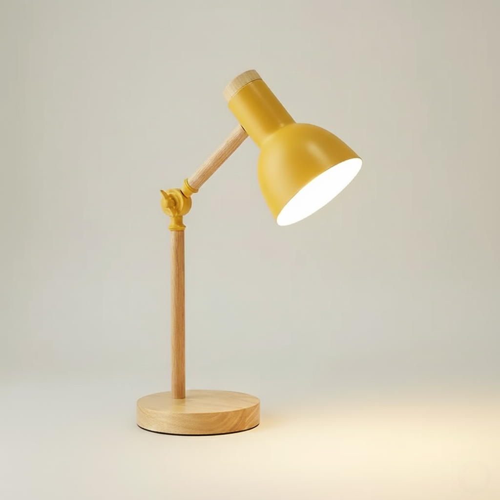 Wooden Table Lamp - Adjustable Design - Bedside Lighting