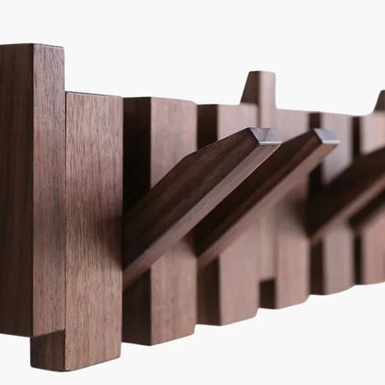 Wooden Coat Rack - Piano-Inspired Design - Multiple Hooks
