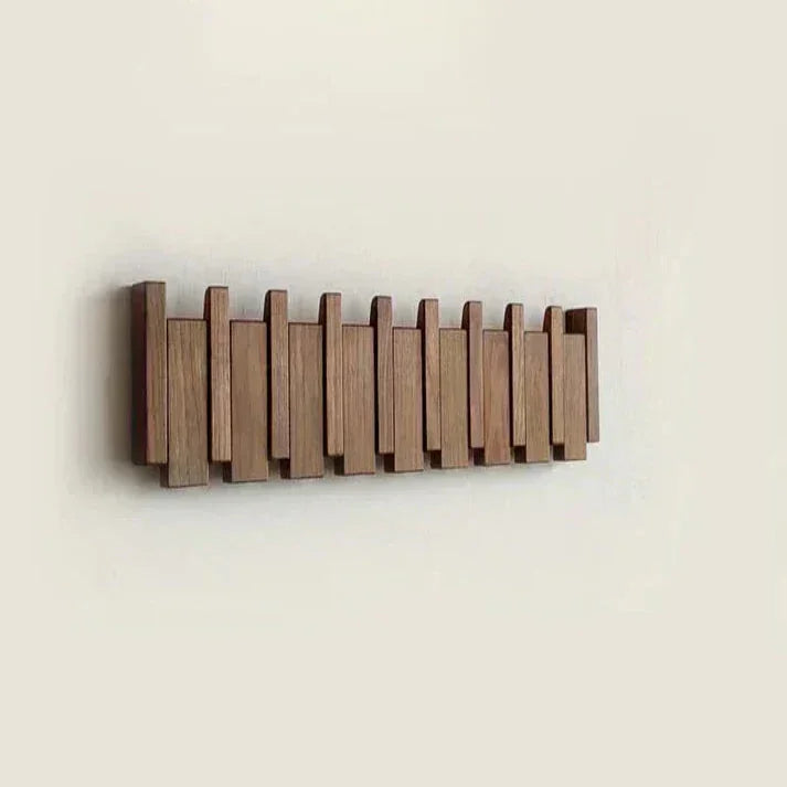 Wooden Coat Rack - Piano-Inspired Design - Multiple Hooks