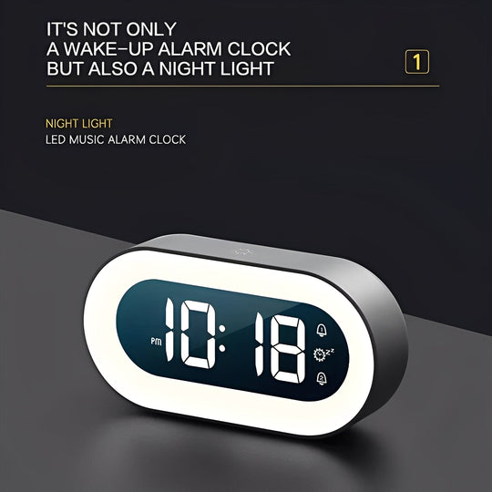 Alarm Clock with Dimmable LED Display and USB-C Charging