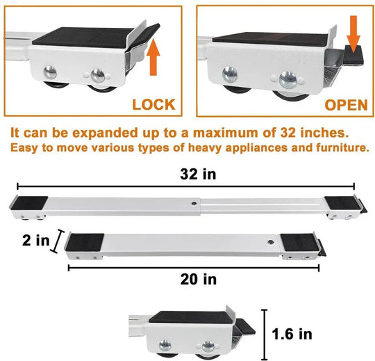 Appliance Roller with Adjustable Height and Wheeled Base