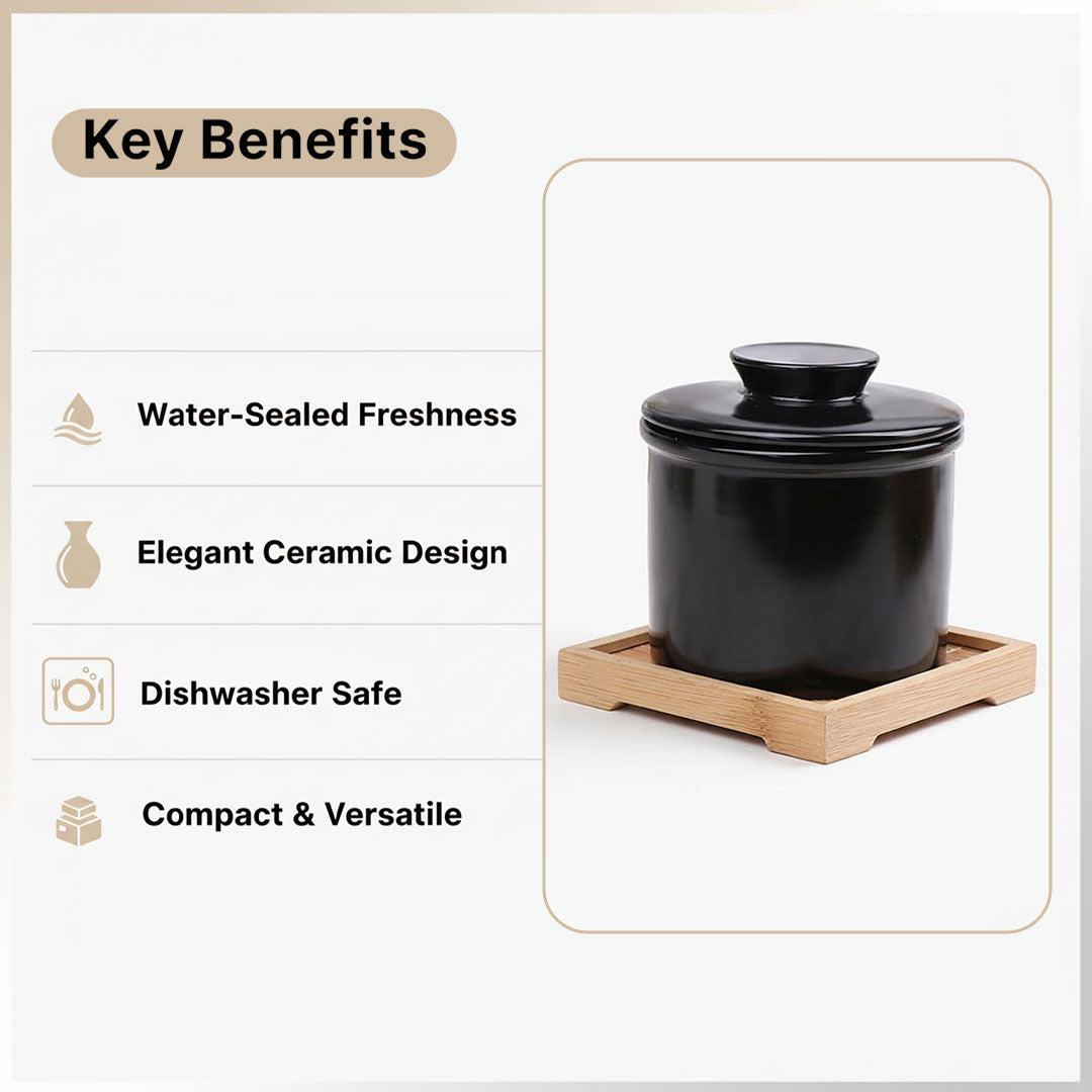 Butter Keeper with Ceramic Design and Water-Sealed Lid