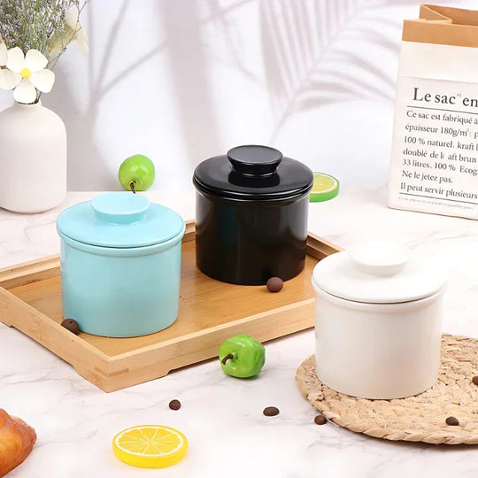 Butter Keeper with Ceramic Design and Water-Sealed Lid