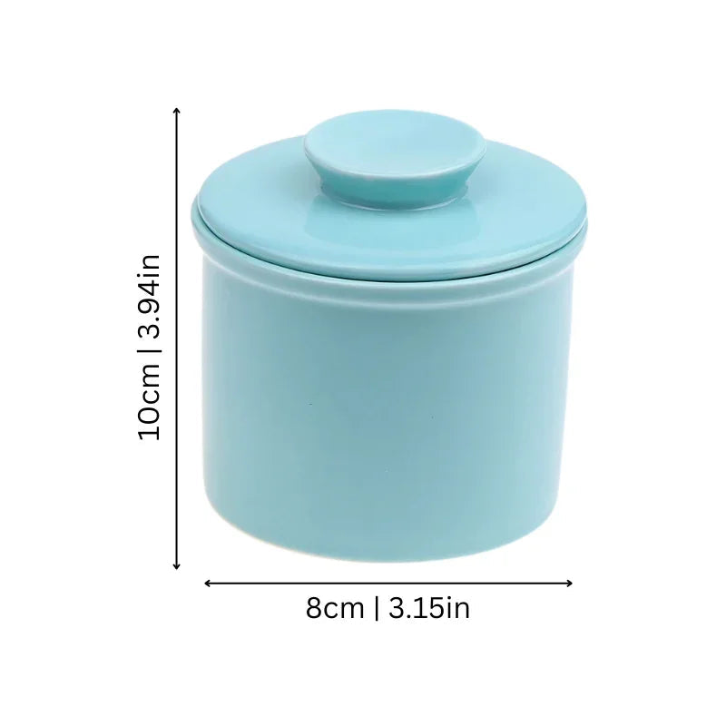 Butter Keeper with Ceramic Design and Water-Sealed Lid