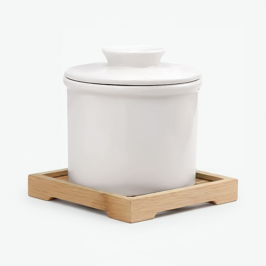 Butter Keeper with Ceramic Design and Water-Sealed Lid