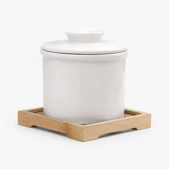 Butter Keeper with Ceramic Design and Water-Sealed Lid