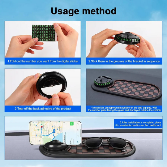 Car Phone Mount with Anti-Slip Base and Dash Mat