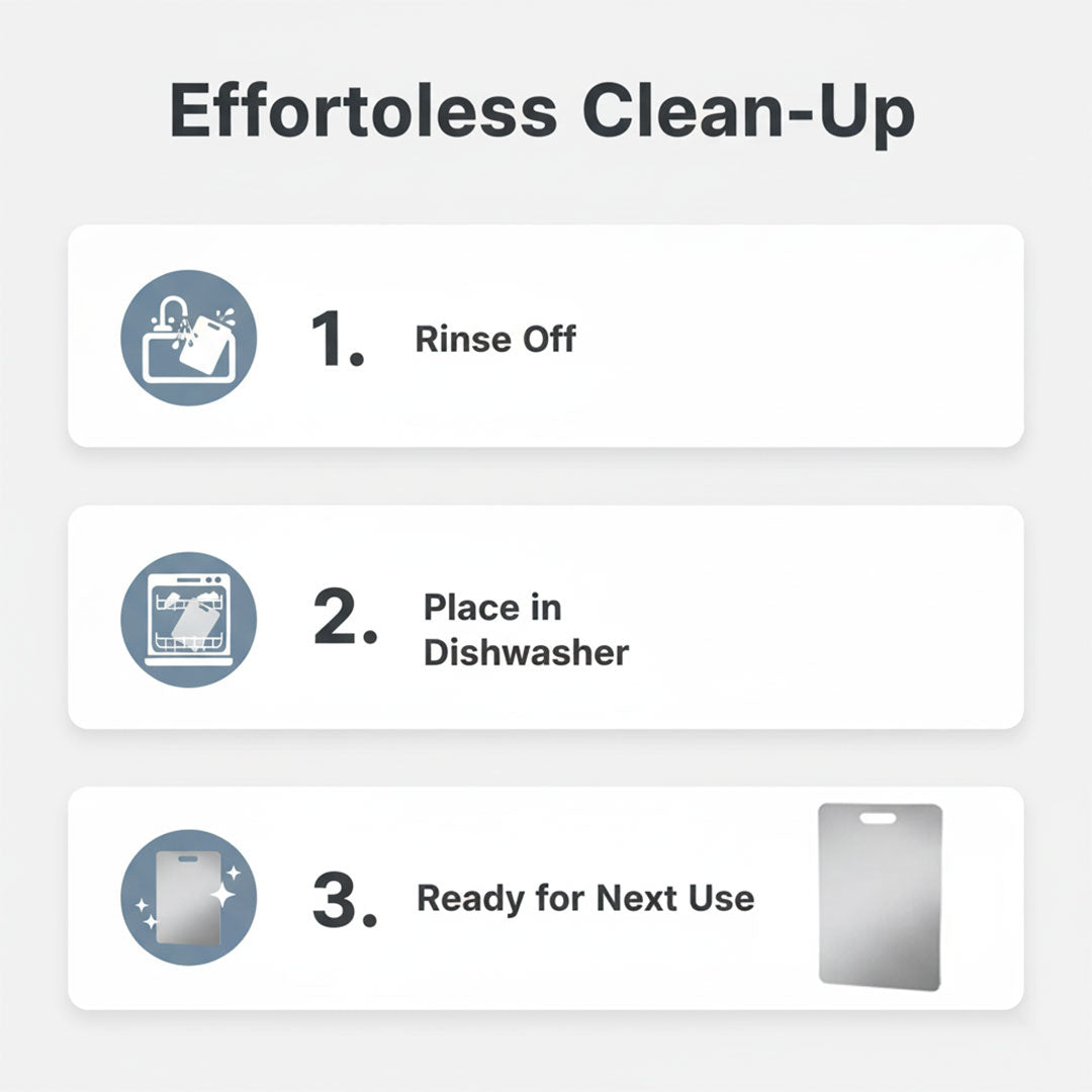 Cutting Board with Stainless Steel Surface and Dishwasher Safe Design