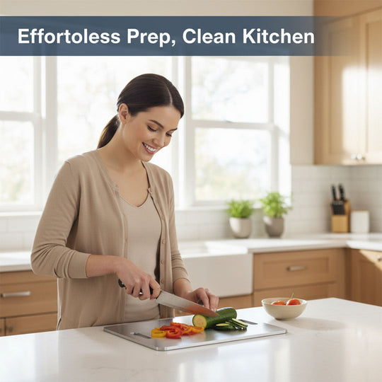 Cutting Board with Stainless Steel Surface and Dishwasher Safe Design