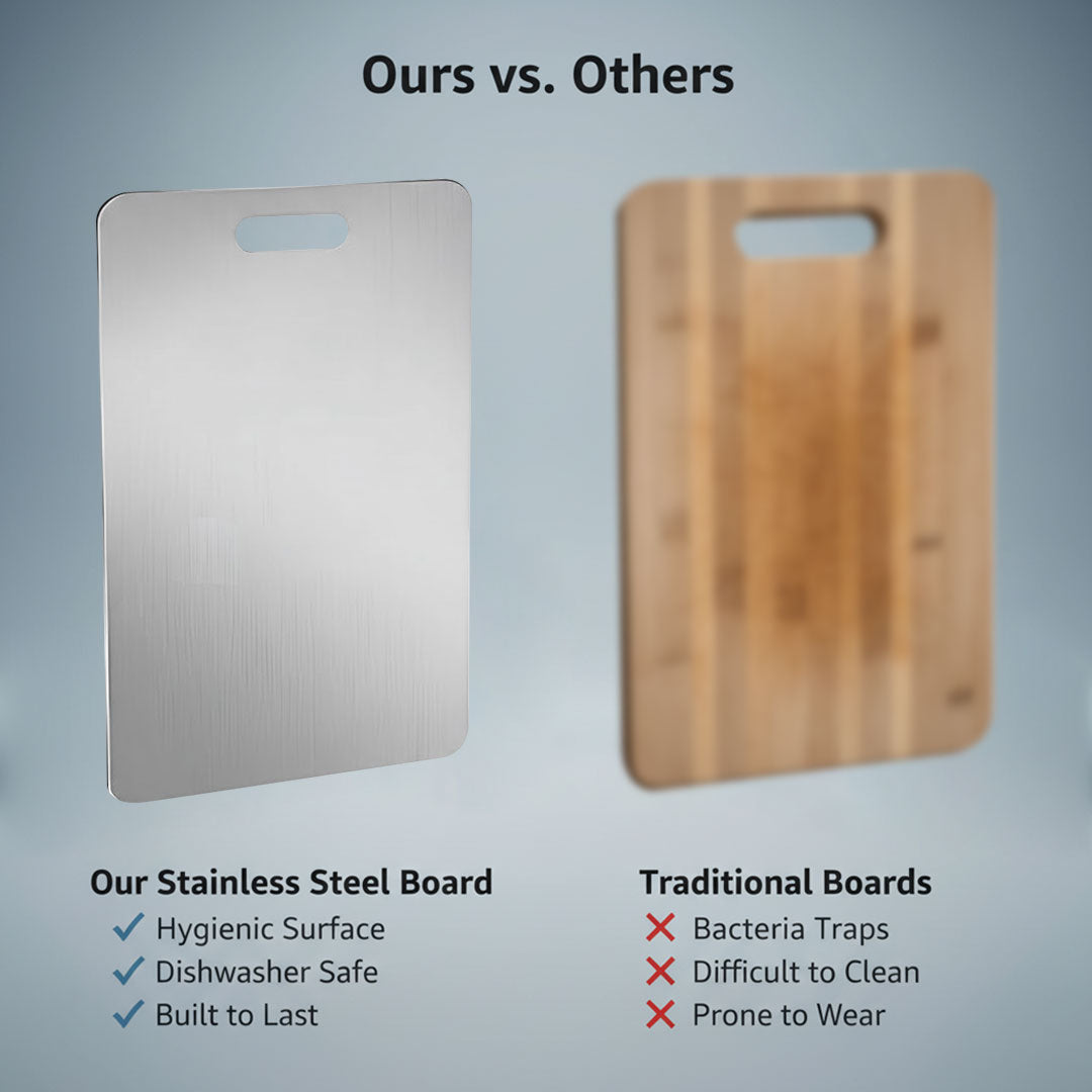 Cutting Board with Stainless Steel Surface and Dishwasher Safe Design