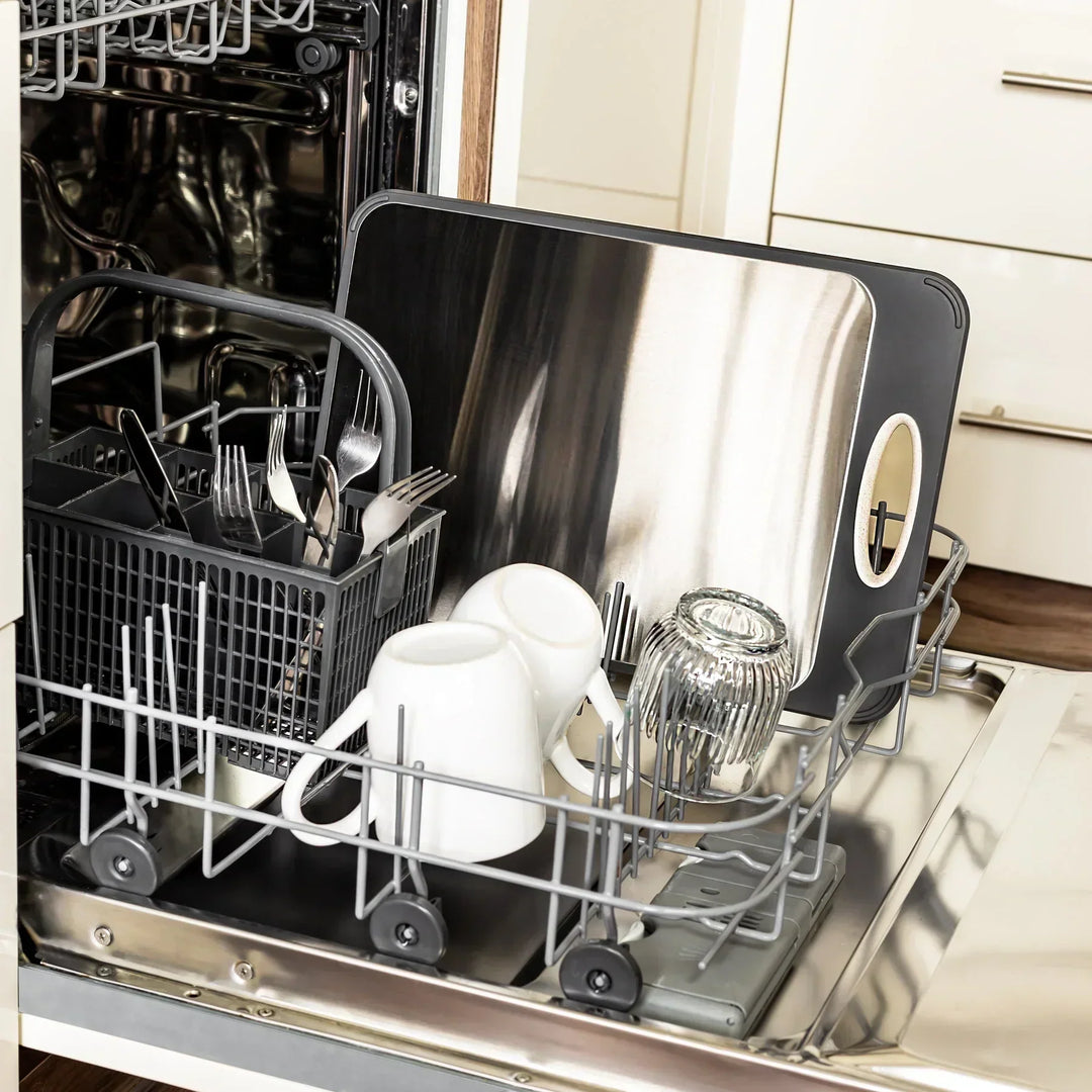 Cutting Board with Stainless Steel Surface and Non-Slip Handle