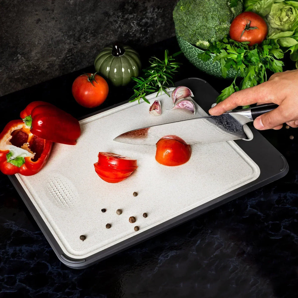 Cutting Board with Stainless Steel Surface and Non-Slip Handle