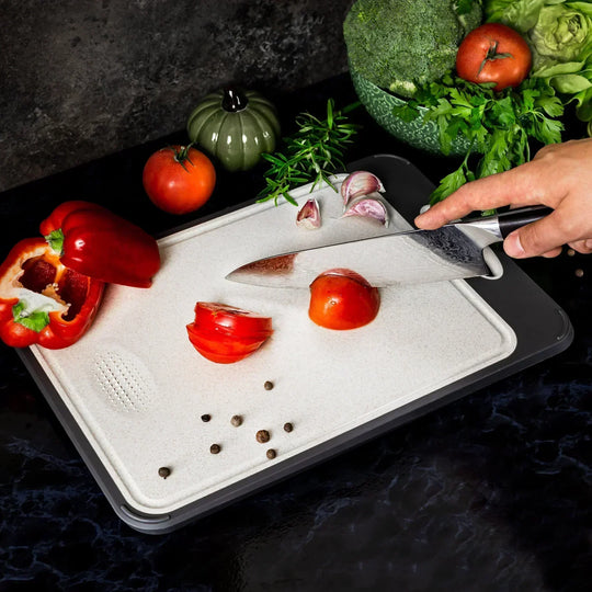Cutting Board with Stainless Steel Surface and Non-Slip Handle