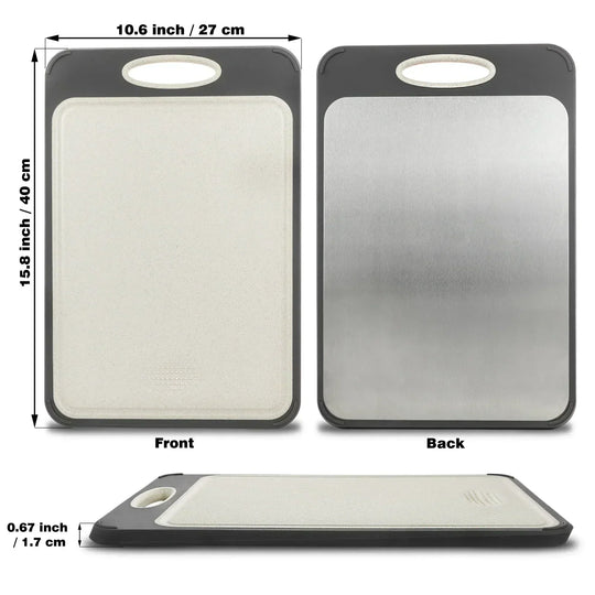 Cutting Board with Stainless Steel Surface and Non-Slip Handle