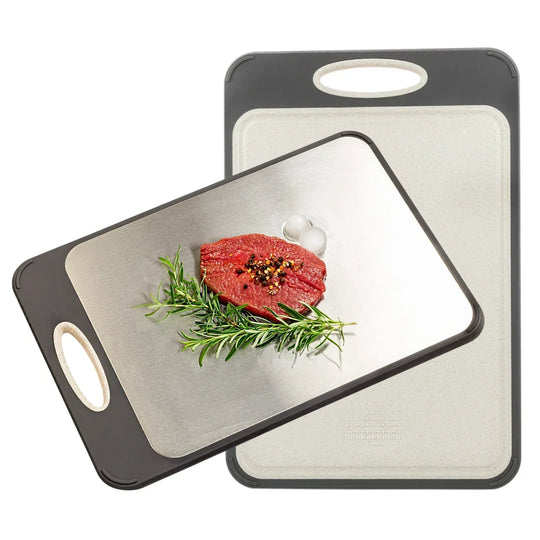 Cutting Board with Stainless Steel Surface and Non-Slip Handle