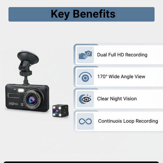 Dash Camera with Front and Rear Recording