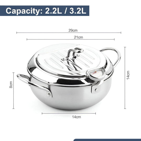 Deep Fryer with Stainless Steel Pot and Thermometer
