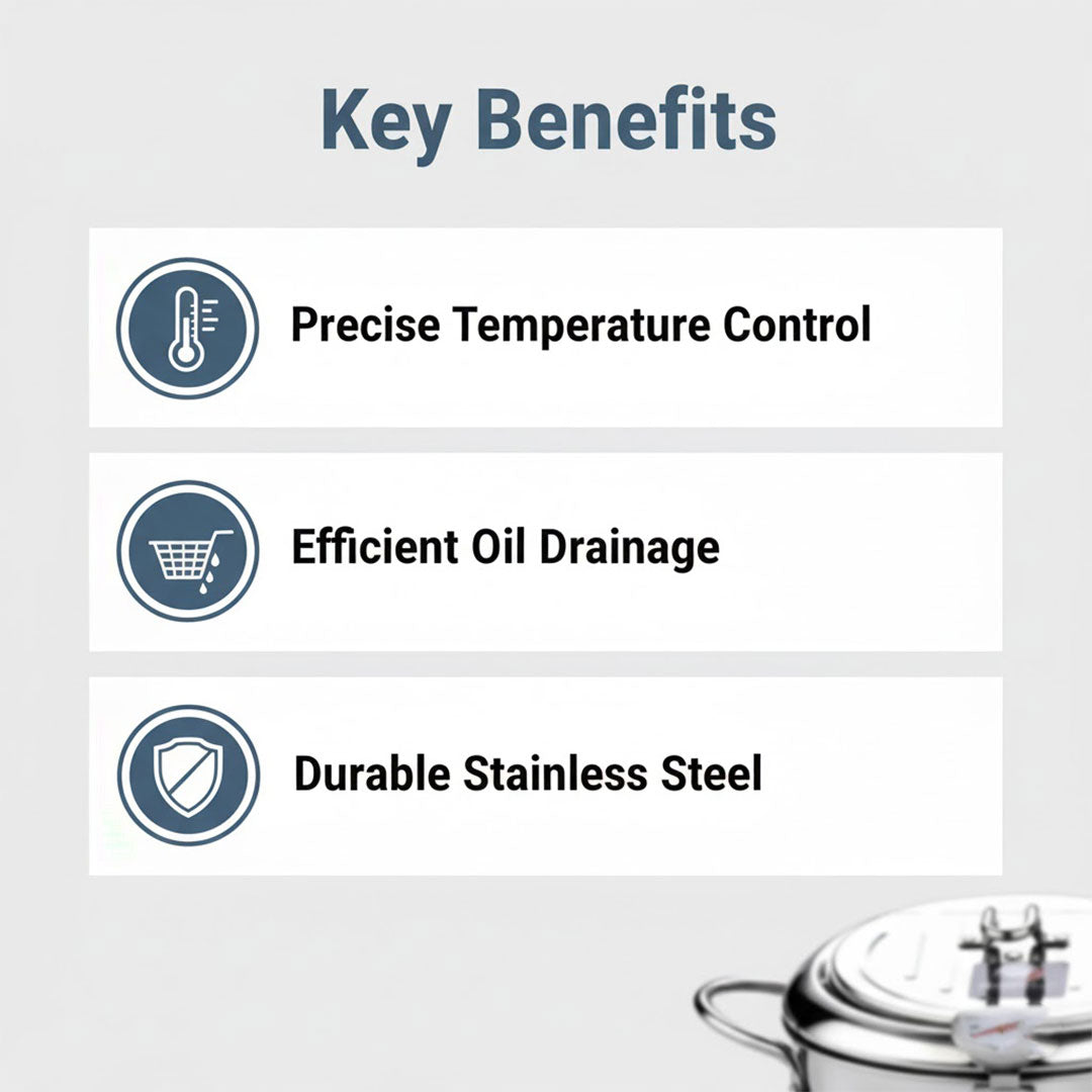 Deep Fryer with Stainless Steel Pot and Thermometer