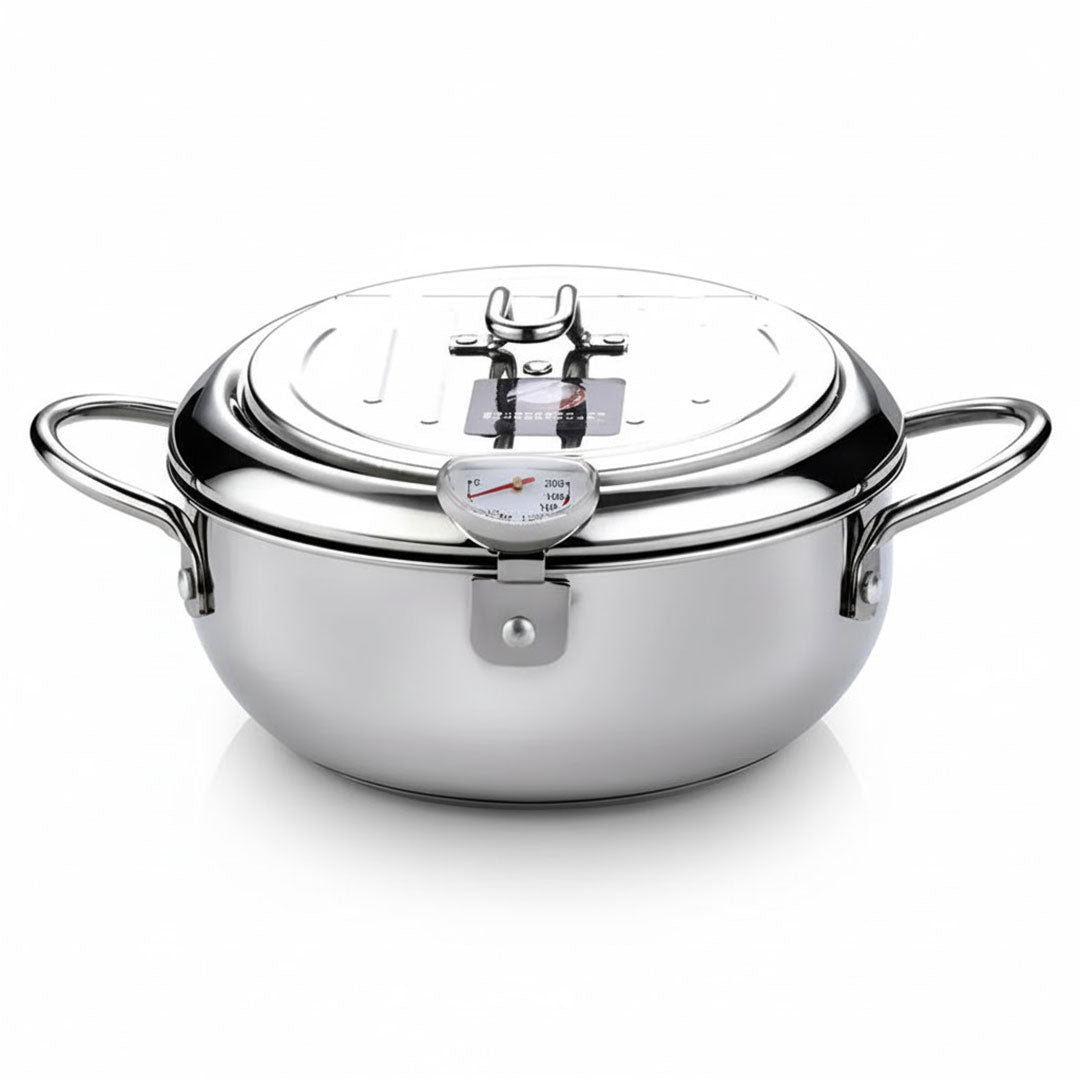 Deep Fryer with Stainless Steel Pot and Thermometer