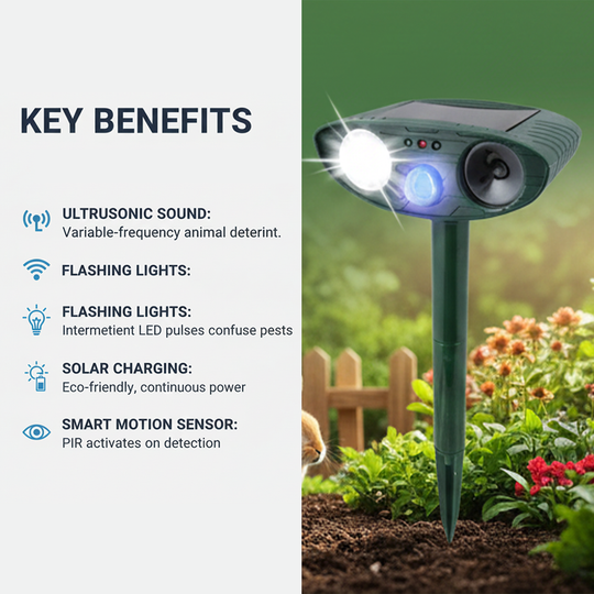 Deer Repellent with Solar Power and Motion Detection