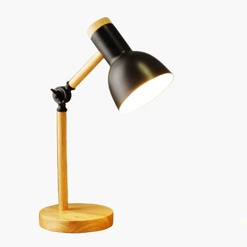 Desk Lamp with Wooden Frame and Adjustable Arm