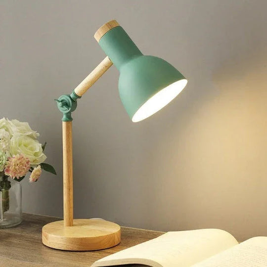 Desk Lamp with Wooden Frame and Adjustable Arm