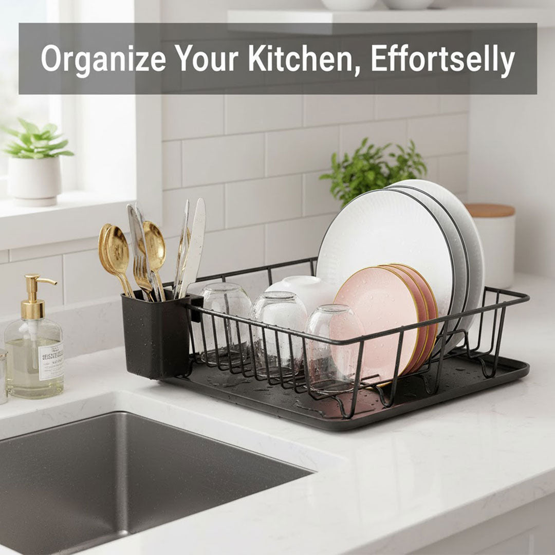 Dish Rack with Stainless Steel Design and Drip Tray